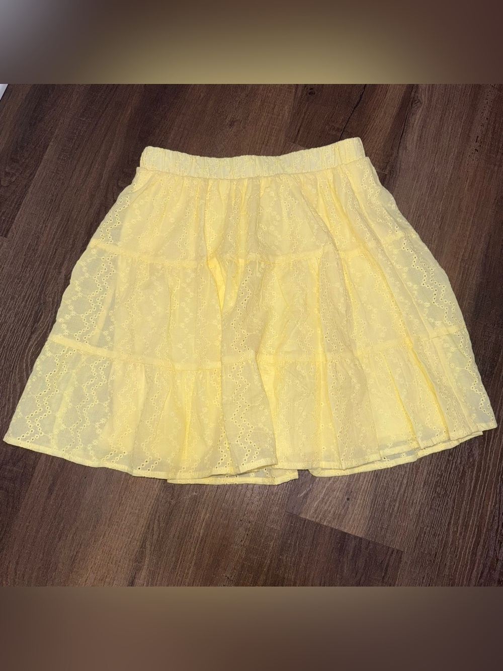 Target Wild Fable NWOT Yellow Eyelet Lace Tiered Mini Skirt - Women's